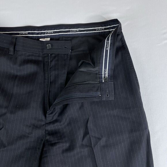 J. Crew Classic Fit Wool Blend Trousers Men's 36/32 Dark Blue Pinstripe Academia - Picture 12 of 16